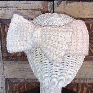 Cute Light Beige knit headband with bow